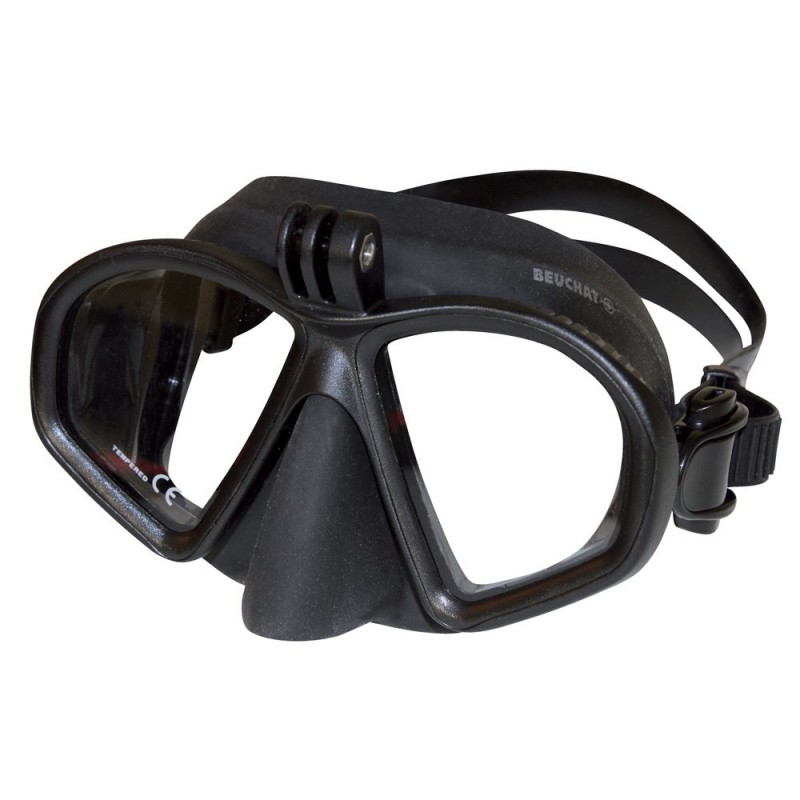 Echipament Scufundari - Masti si snorkel - GP1 - BLACK SILICONE WITH ACTION CAM HOLDER