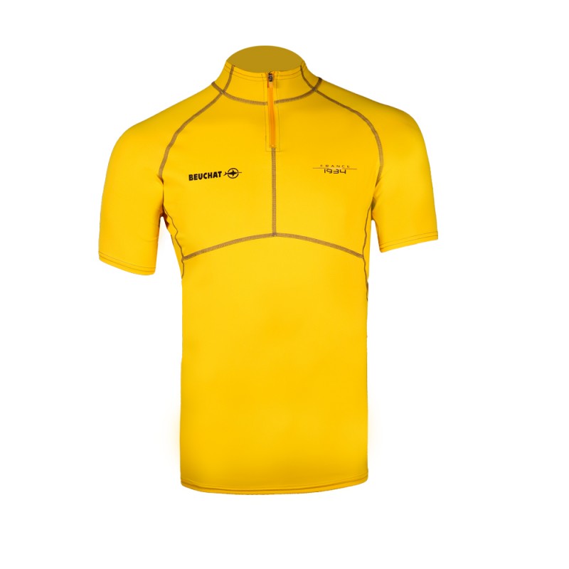 Echipament Snorkeling - Costum de snorkeling - RASHGUARD ATOLL HOMME - LYCRA (UPF 50+) - MANCHES COURTES - JAUNE PLONGÃ‰E