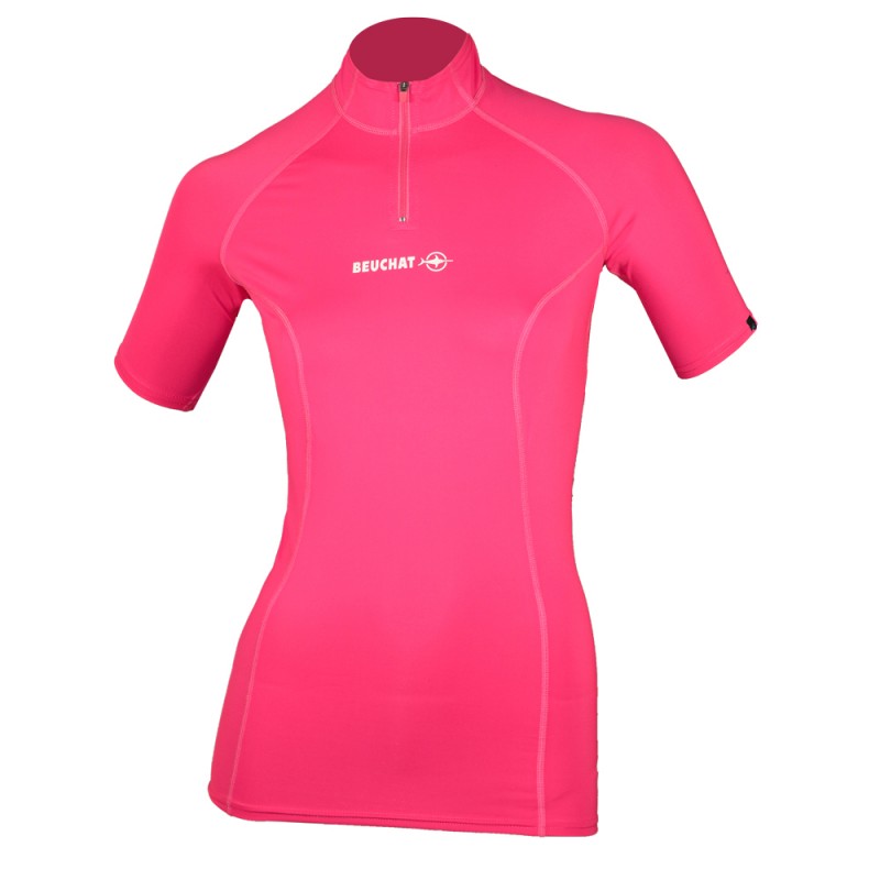 Echipament Snorkeling - Costum de snorkeling - RASHGUARD ATOLL FEMME - LYCRA (UPF 50+) - MANCHES COURTES - ROSE