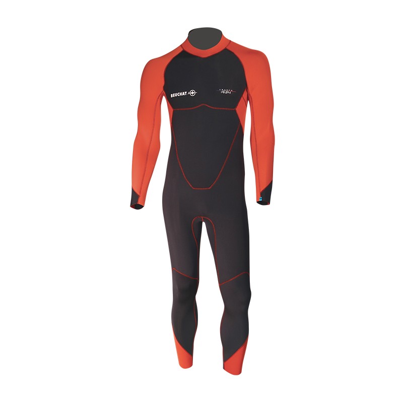 Echipament Snorkeling - Costum de snorkeling - MONOPIÃˆCE ZIP DORSAL 3MM HOMME ROUGE BRIQUE - FLATLOCK