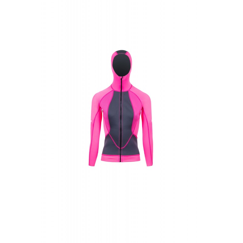 VESTE ATOLL AVEC CAGOULE RASHNEO - ROSE FLUO